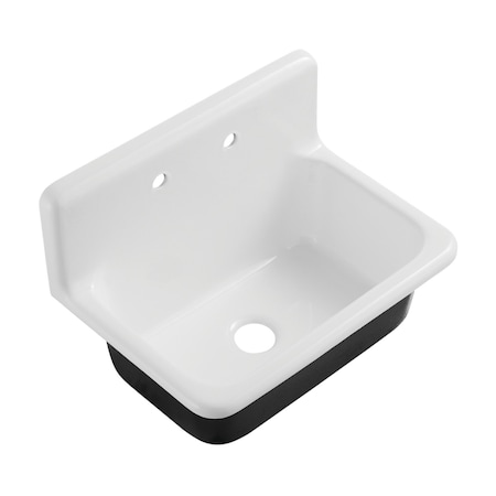 Kingston Brass 30 x 20 Cast Iron Wall Mount Kitchen Sink, White GCKWS302010